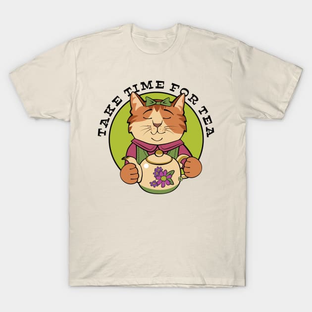 Take Time for Tea Cat T-Shirt by Sue Cervenka